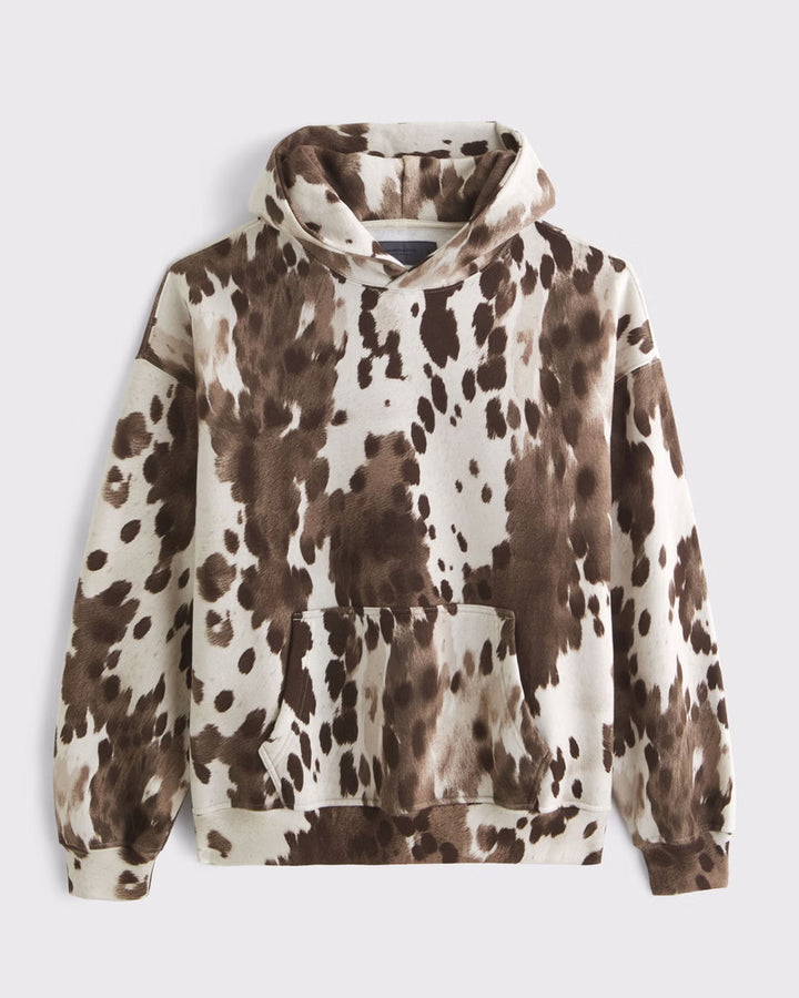 Unisex loose-fit hoodie sweatshirt with subtle leaf texture, double hood without drawstring and kangaroo pocket Mune Fashion