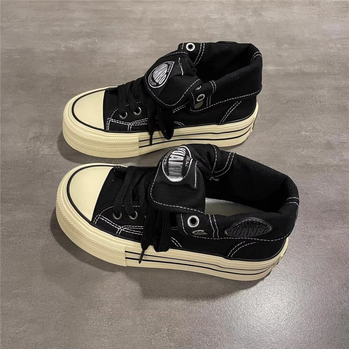 Women's High Sneakers with Cool Vintage Design and Practical Lacing Mune Fashion