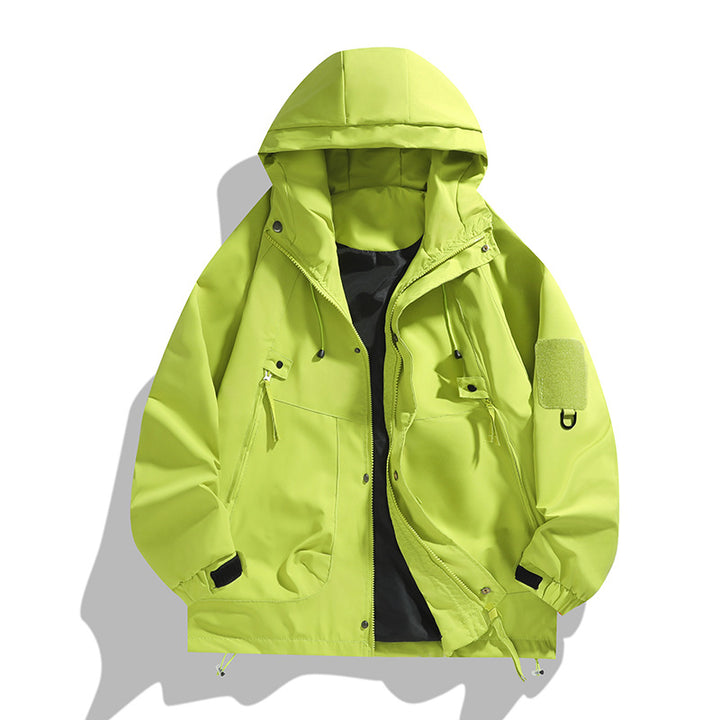 Men's breathable utility hoodie jacket with concealed zipper, multi pockets, and adjustable sleeve cuffs Mune Fashion