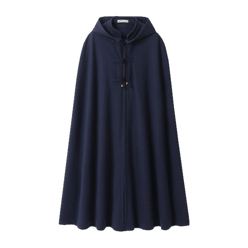 Women’s hooded cape made of wool blend with toggle closures and flowing A-line Mune Fashion