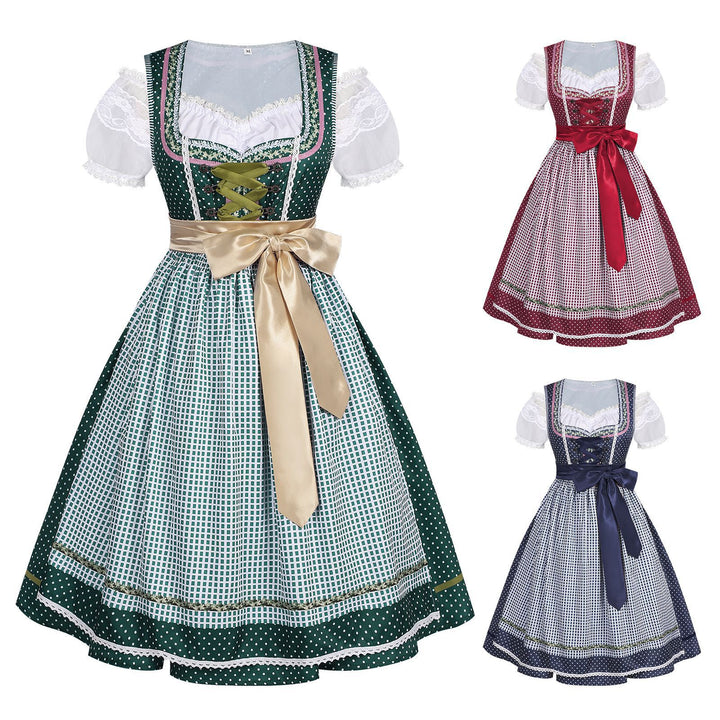 Women's traditional Trachten Dirndl with laced corsage, lace sleeves and flared circle skirt Mune Fashion