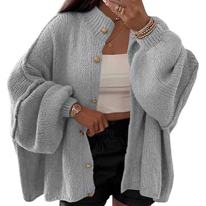 Women's Fluffy Cardigan with Dropped Shoulders Mune