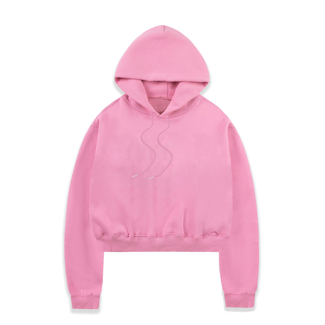 Women's cropped hoodie with soft fleece interior and elastic ribbed hem Mune Fashion