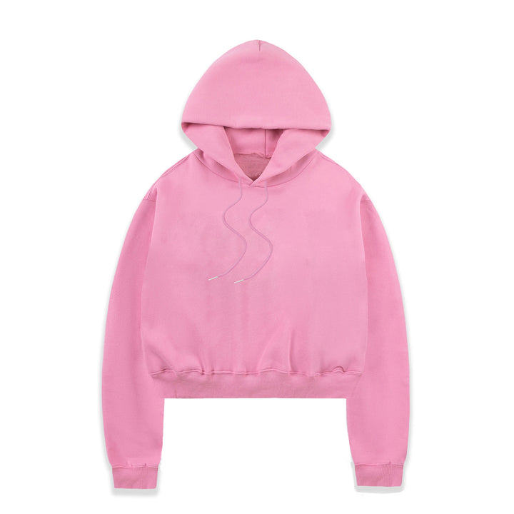 Women's cropped hoodie with soft fleece interior and elastic ribbed hem Mune Fashion