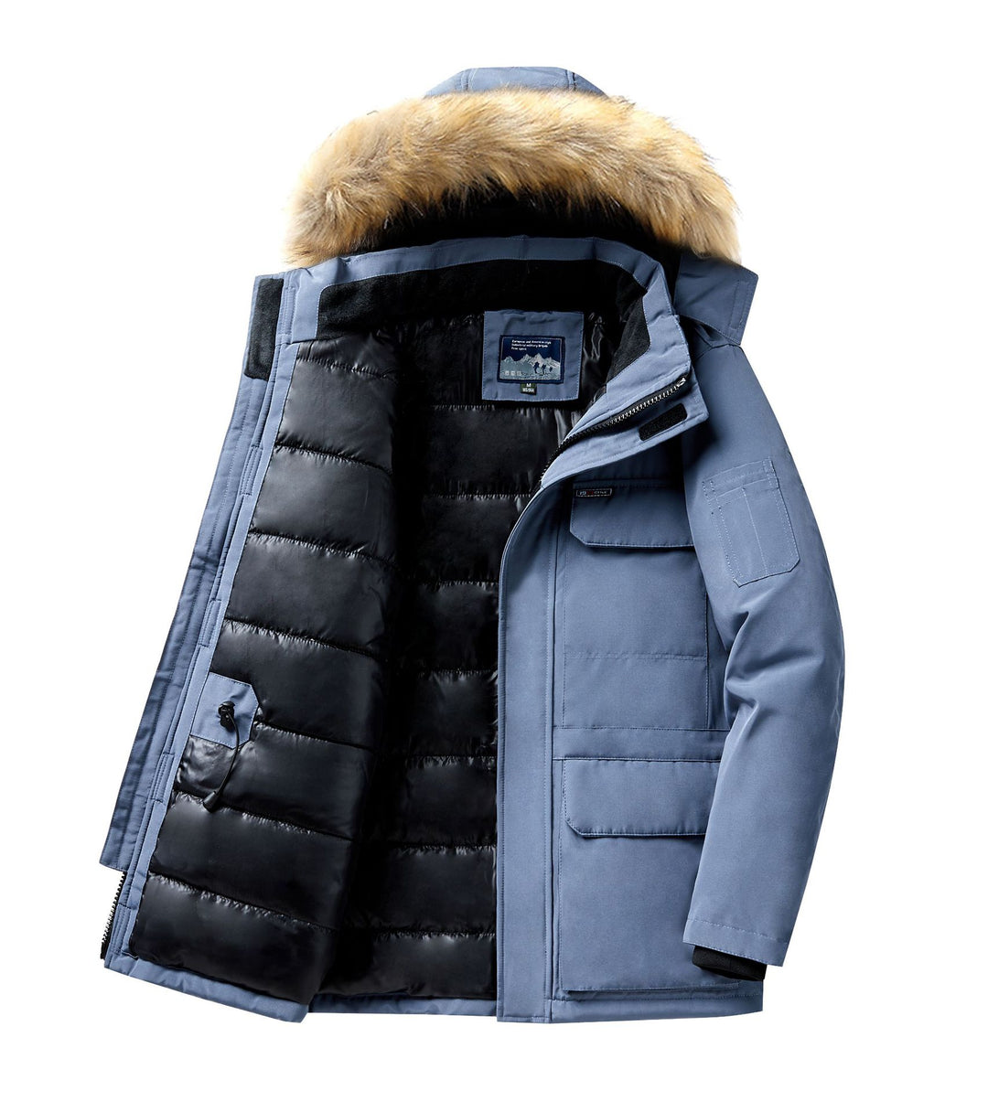 Men's expedition parka with detachable hood and faux fur trim Mune Fashion