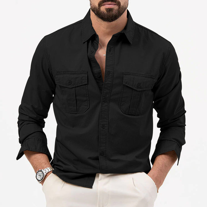 Men's shirt with chest pockets and Kent collar, casual regular fit made of cotton mix Mune Fashion
