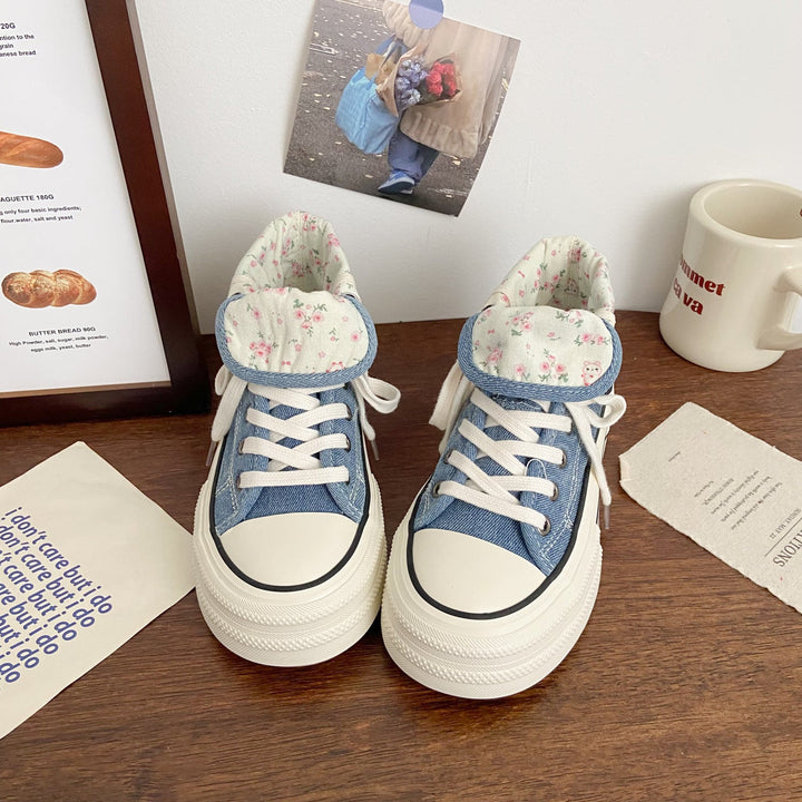 Women's Fashion Platform Sneakers with Floral Lining Mune Fashion