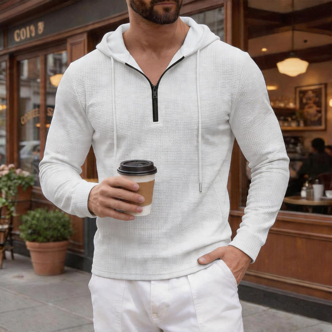 Men's textured half-zip hoodie in Slim Fit Mune Fashion