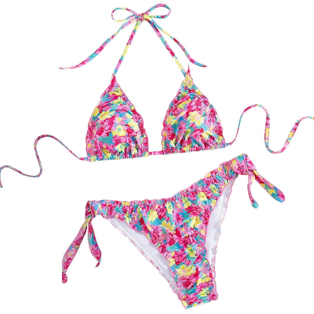 Ladies Triangle Bikini with playful flower pattern Mune Fashion