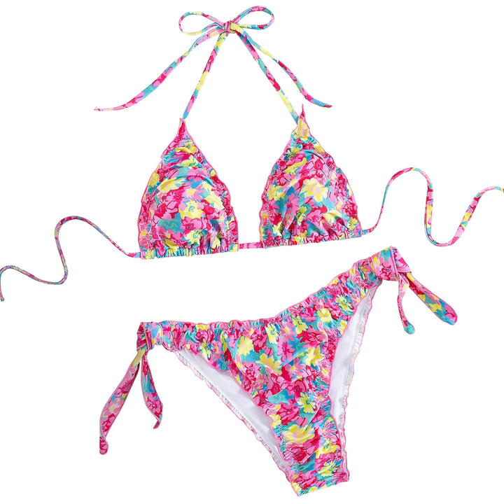 Ladies Triangle Bikini with playful flower pattern Mune Fashion