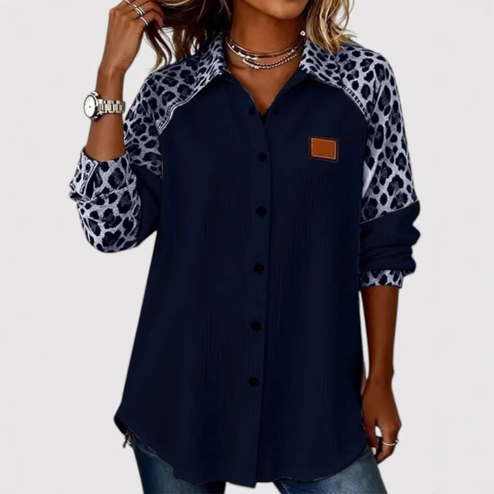 Women’s Fashion Long Sleeve Shirt with Animal Print