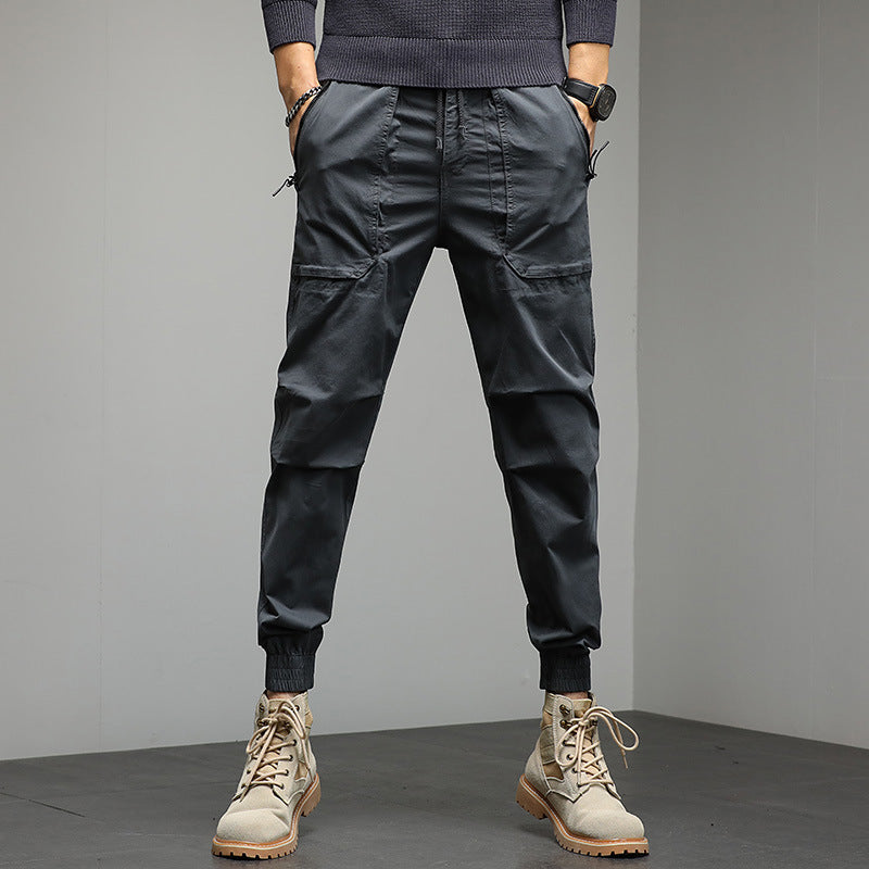 Men's Tapered Cargo Jogger Pants with Drawstring, Elastic Cuffs, and Multifunctional Pockets Mune Fashion
