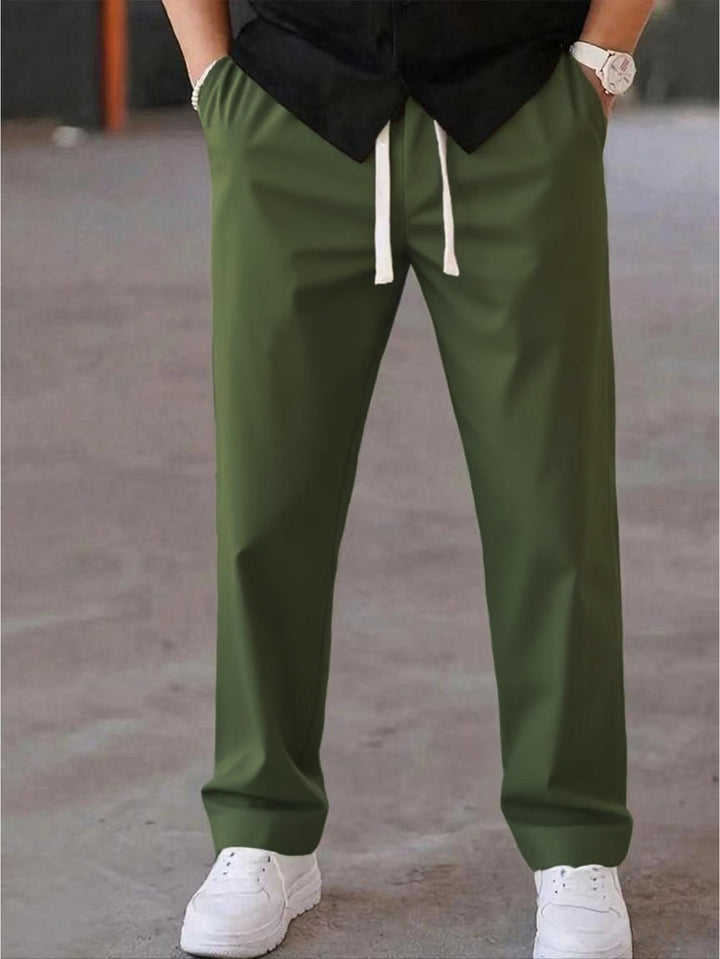 Men's loosely cut leisure pants with drawstring waistband and straight leg Mune Fashion