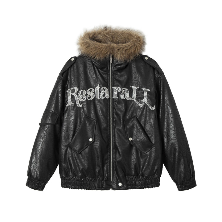 Men's Padded Oversized Bomber with Faux Fur Collar and Utility Pockets Mune Fashion