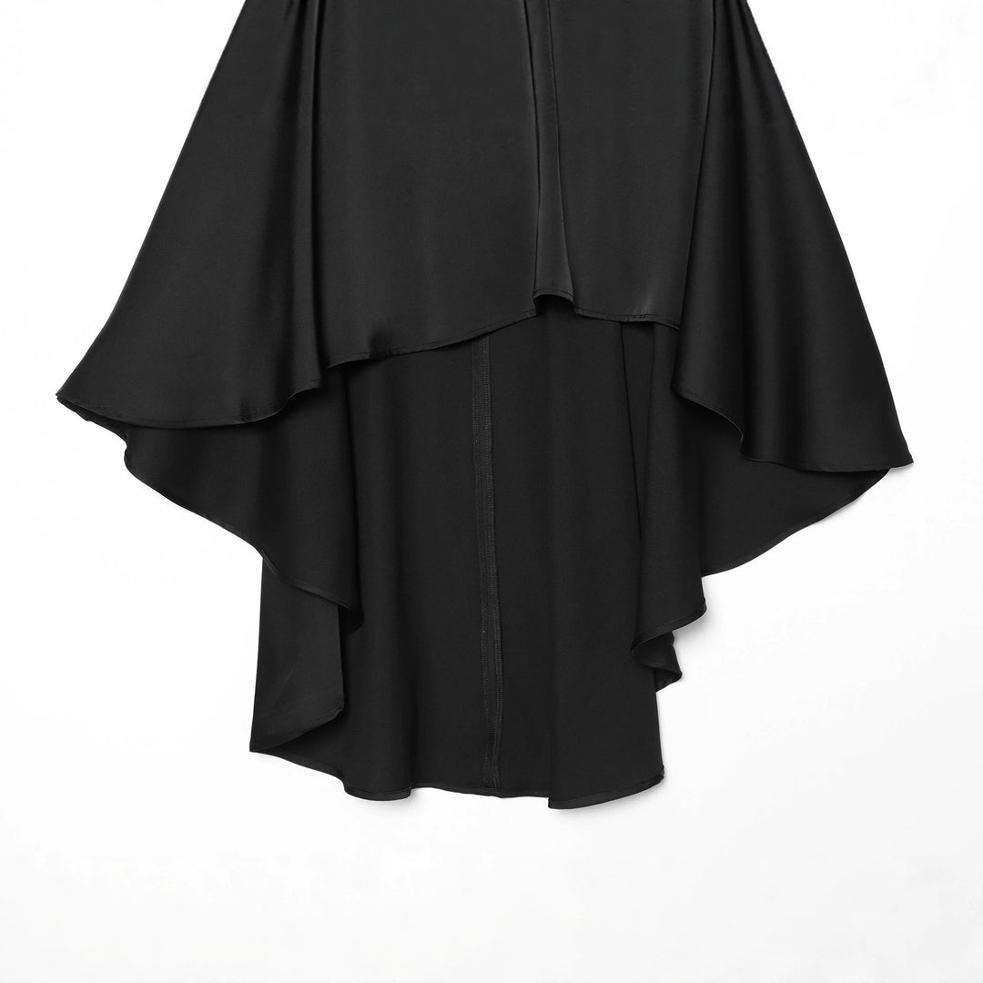 Women's Cape Coat with Asymmetrical Layering and Stand-up Collar Mune Fashion