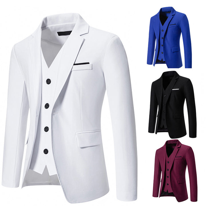 Men's elegant single-breasted blazer with matching vest and slim business cut Mune Fashion