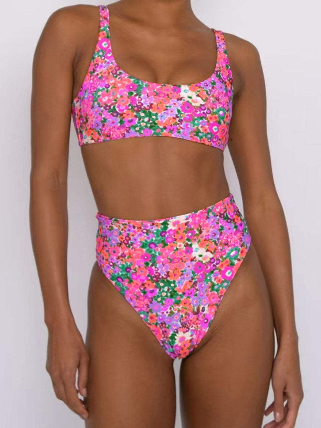 Women High-Waisted Bikini Set with Floral Design Mune Fashion