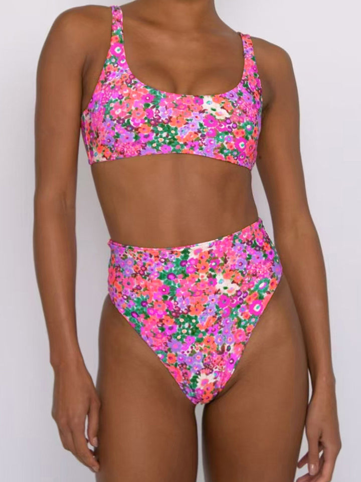 Women High-Waisted Bikini Set with Floral Design Mune Fashion