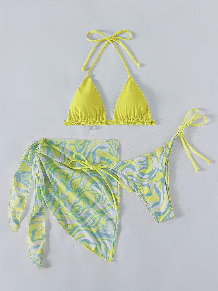 Women Triangle Bikini with unique wrap skirt Mune Fashion