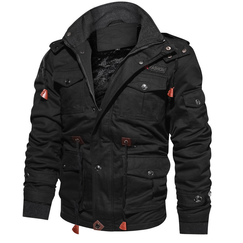 Men's canvas field jacket with continuous teddy lining, drawstring and multiple pockets Mune Fashion