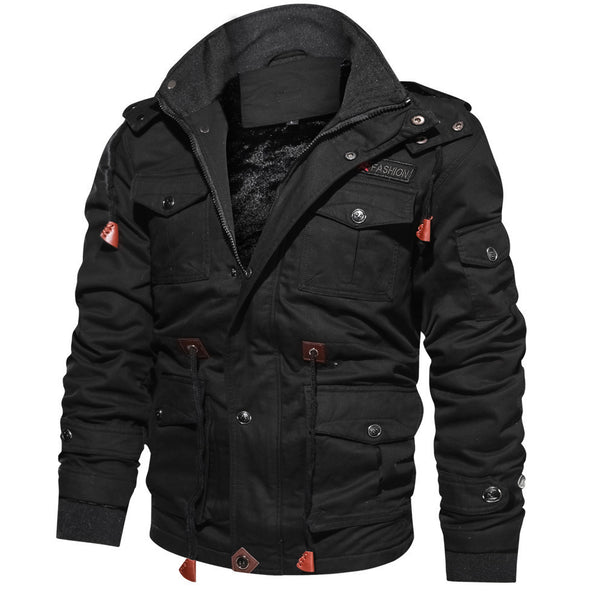 Men's padded canvas field parka in utility look with teddy fleece lining and adjustable waist drawstring Mune Fashion