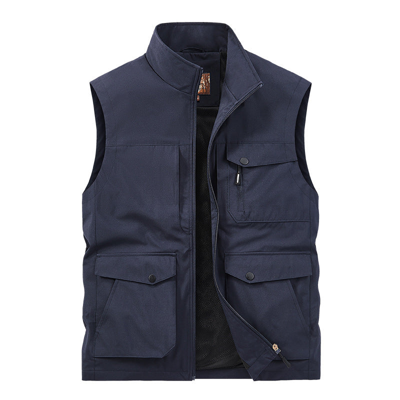 Men's Outdoor Utility Vest with Multi-Pockets, Zipper and Mesh Lining Mune Fashion