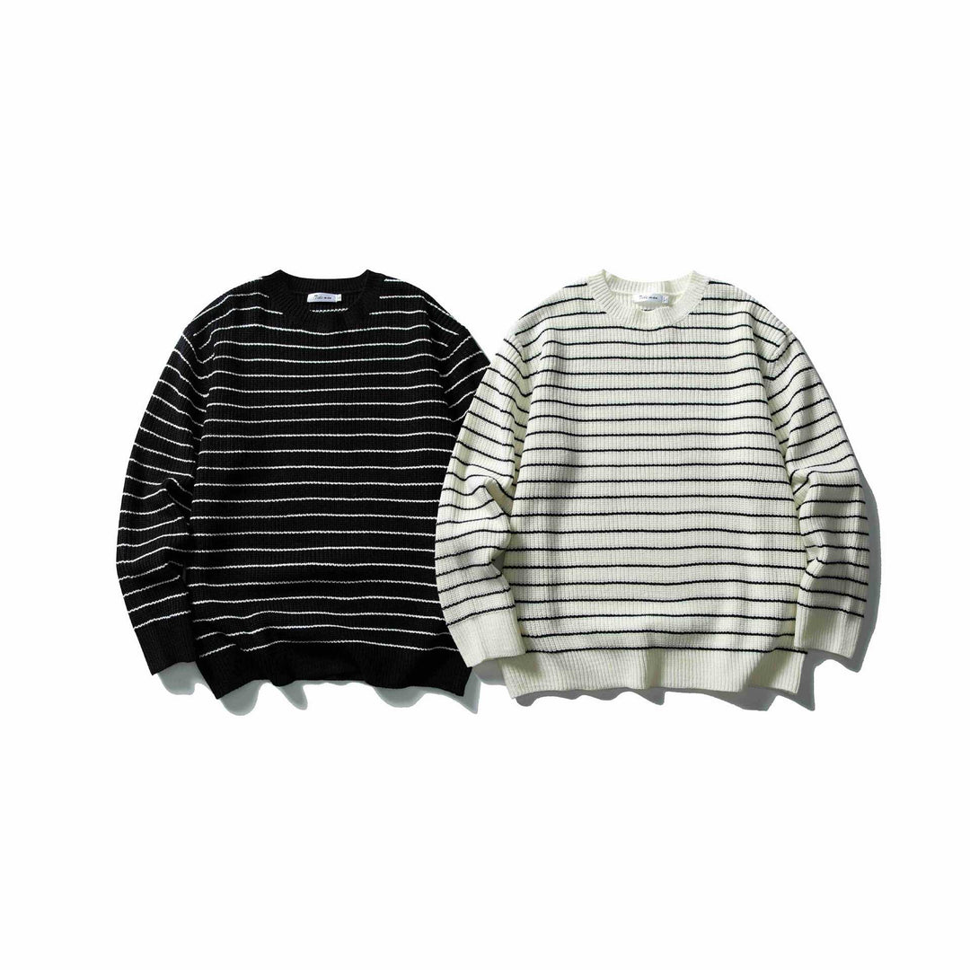 Unisex Striped Knit Sweater in Breton Look with Chunky Rib Structure and Round Neck Mune Fashion