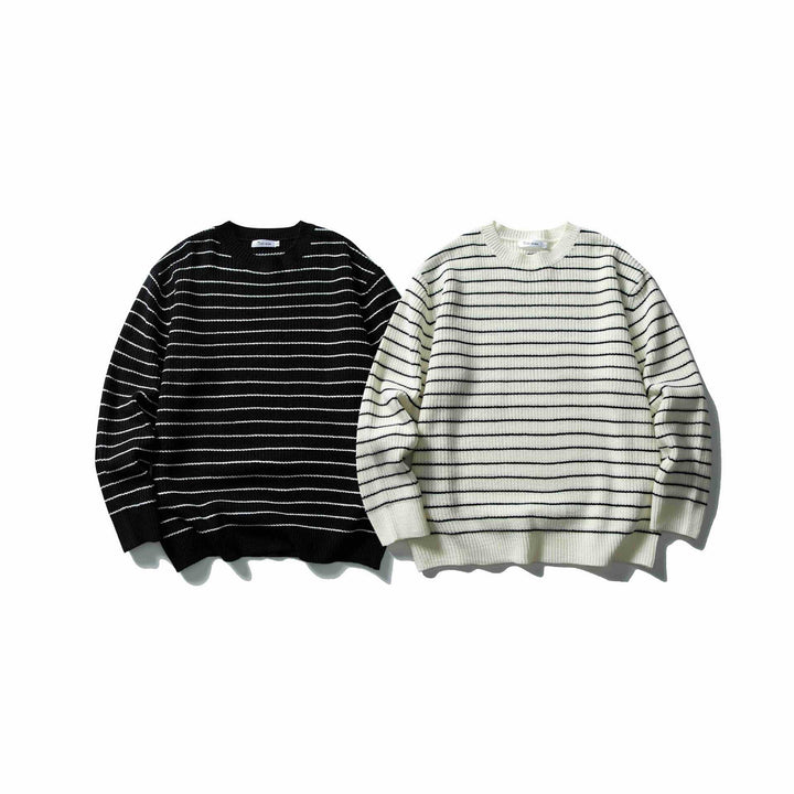 Unisex Striped Knit Sweater in Breton Look with Chunky Rib Structure and Round Neck Mune Fashion