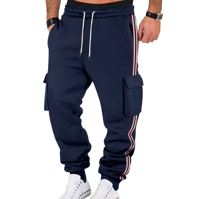 Men's Cargo Jogger Pants with Side Flap Cargo Pockets, Drawstring & Ribbed Cuffs