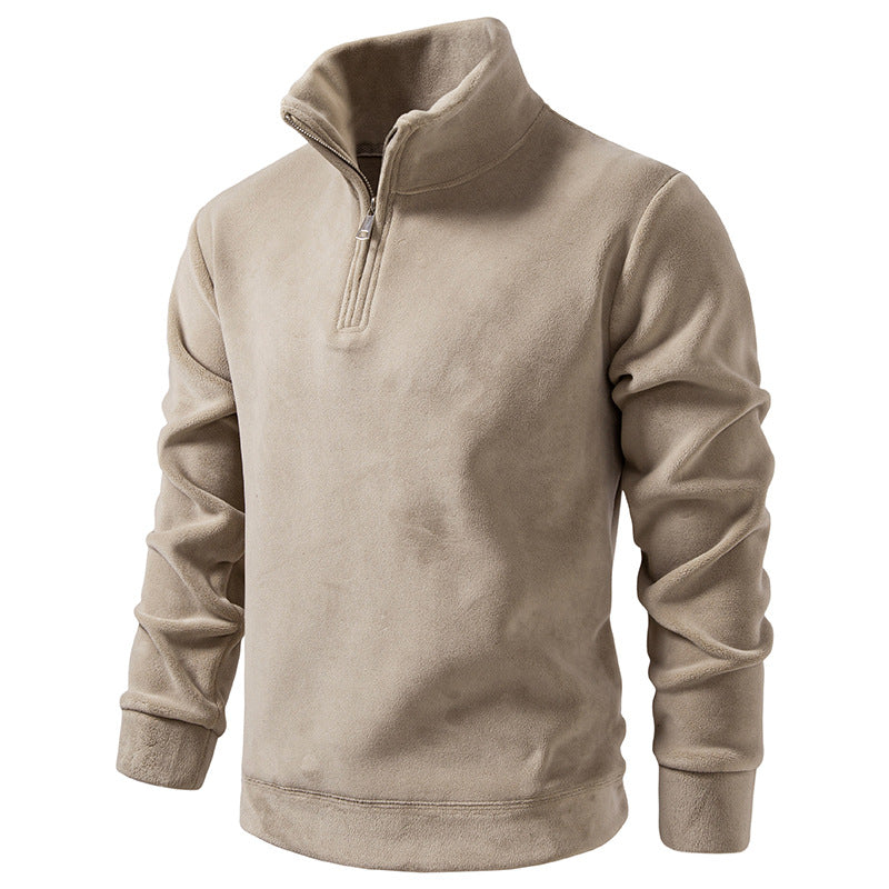 Men's Fleece Half-Zip Pullover with Standing Collar and Soft Microfleece Mune Fashion
