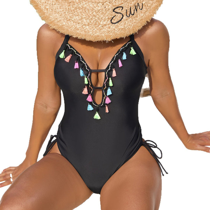 Women's One-Piece Swimsuit with Colorful Tassels Mune Fashion