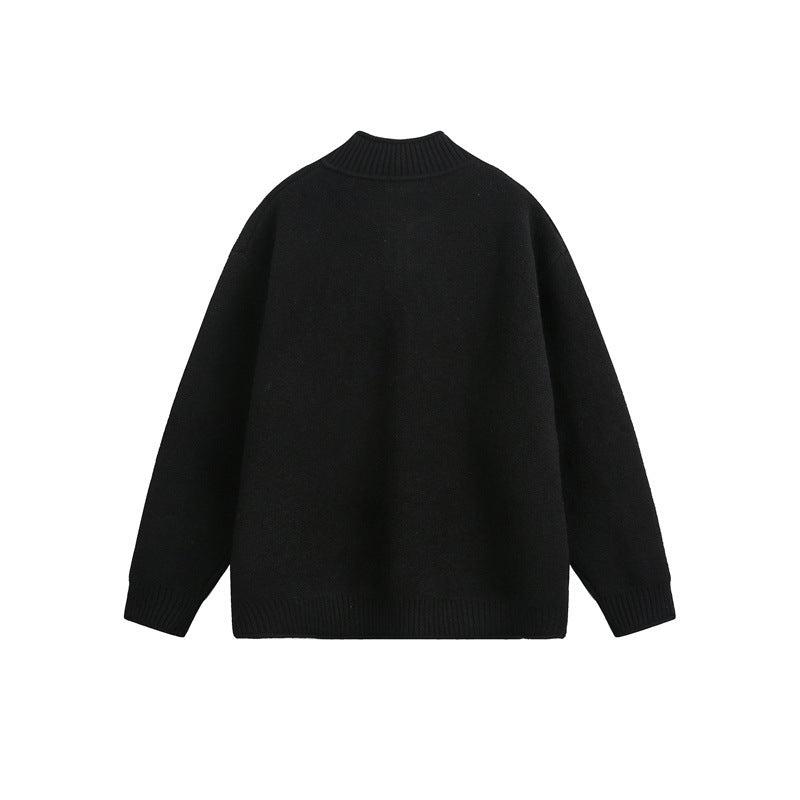 Unisex Knitted Zip Jacket with High Ribbed Collar and Oversized Cut Mune Fashion