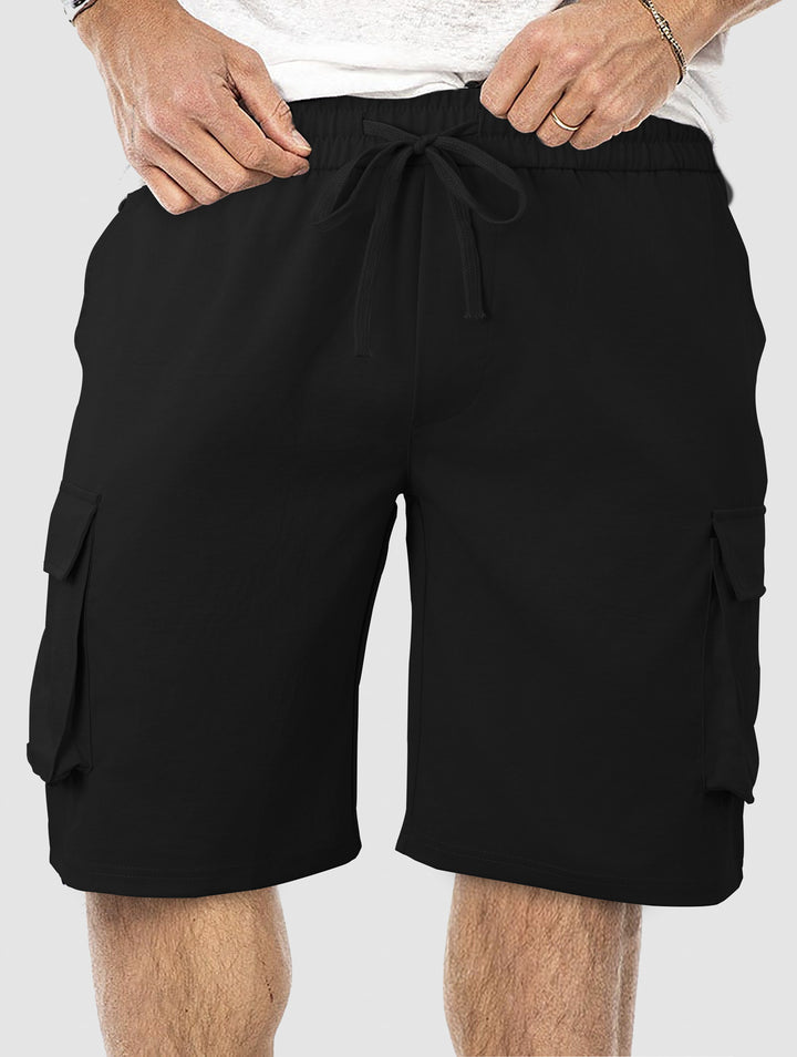 Men's casual cargo Bermuda shorts with elastic drawstring waistband, straight leg, and patch flap pockets Mune Fashion