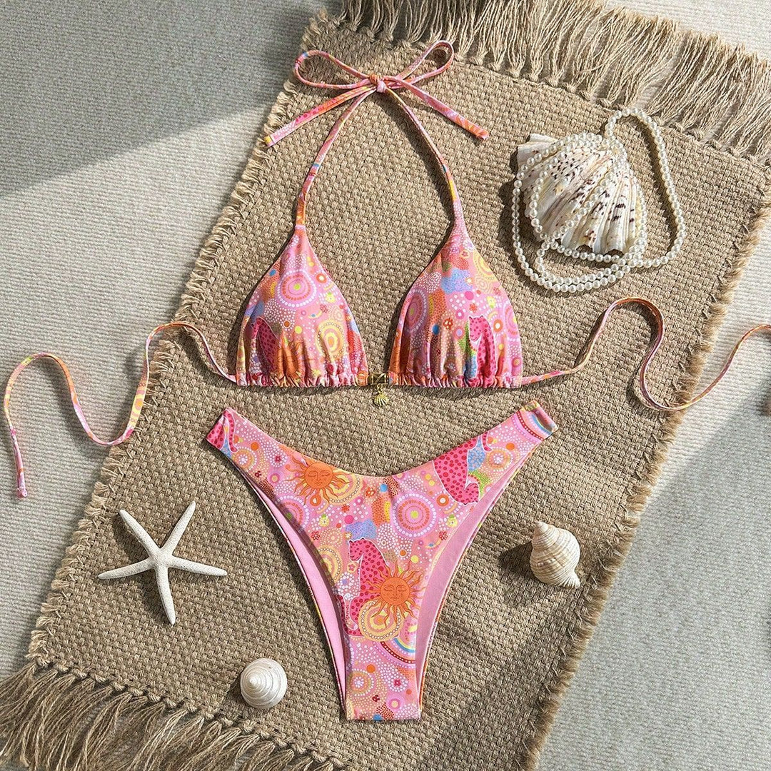 Women's Polka Dots Triangle Bikini with Adjustable Straps Mune Fashion