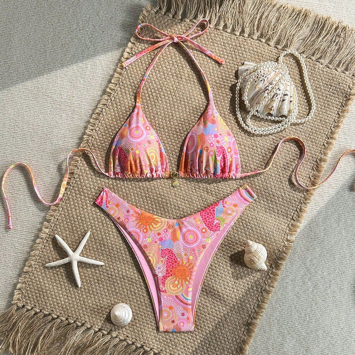 Women's Polka Dots Triangle Bikini with Adjustable Straps Mune Fashion