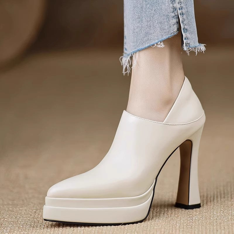 Women Elegant Platform Ankle Boots with Zipper Mune Fashion