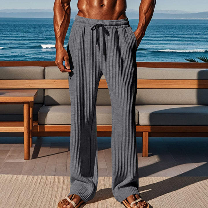 Men's ribbed comfort lounge pants with straight cut drawstring waist and deep side pockets Mune Fashion