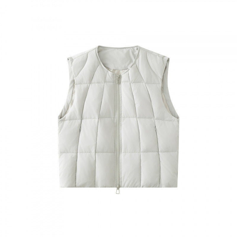 Unisex Quilted lightweight quilted vest with round neckline and two-way zipper Mune Fashion