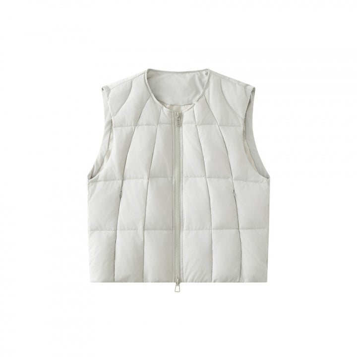 Unisex Quilted lightweight quilted vest with round neckline and two-way zipper Mune Fashion