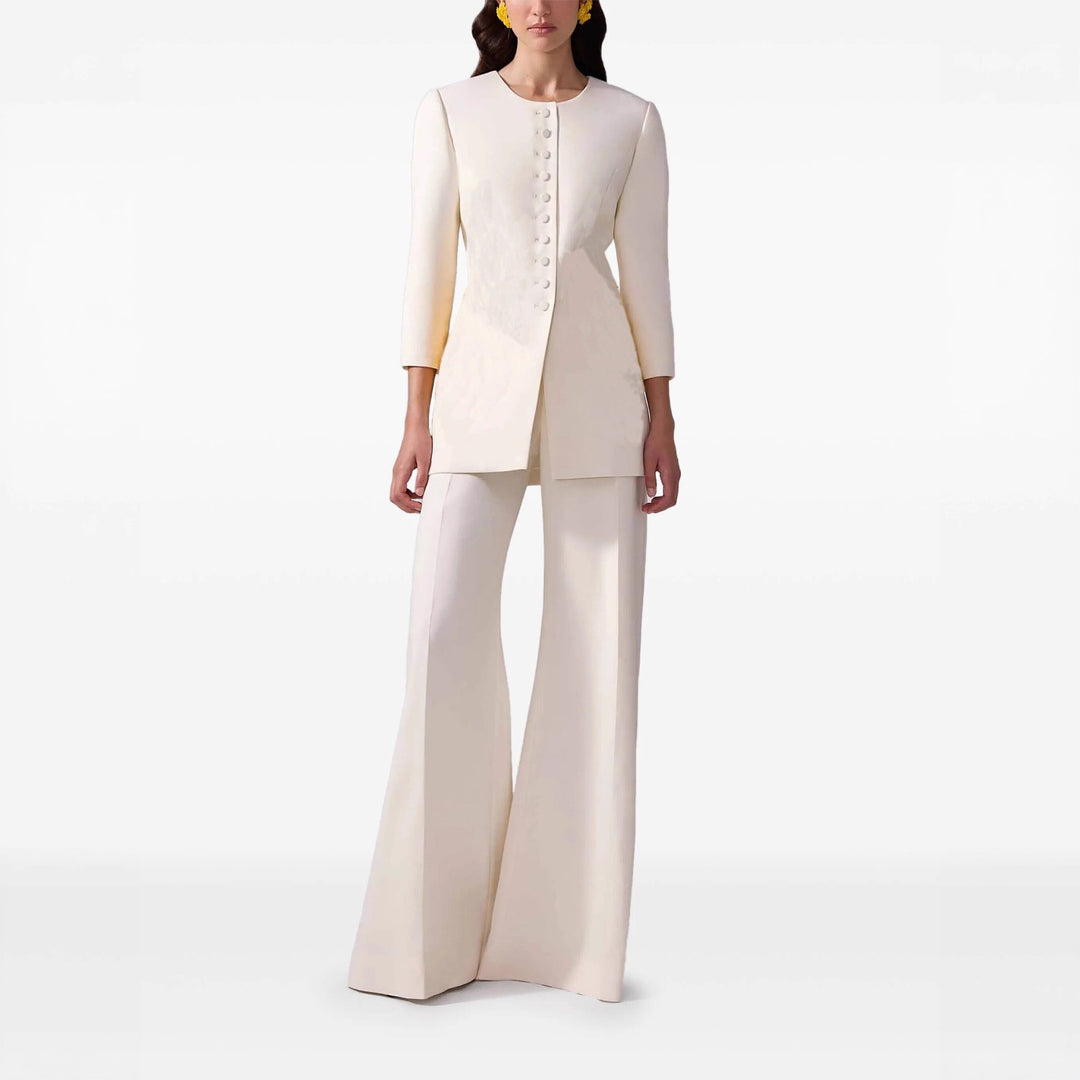 Women's High-Waisted Palazzo Pants with Wide Leg and Pleat Mune Fashion