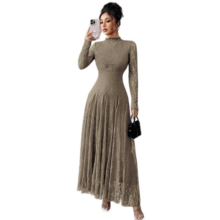 Ladies Elegant Wedding Dress with Lace Sleeves Mune Fashion