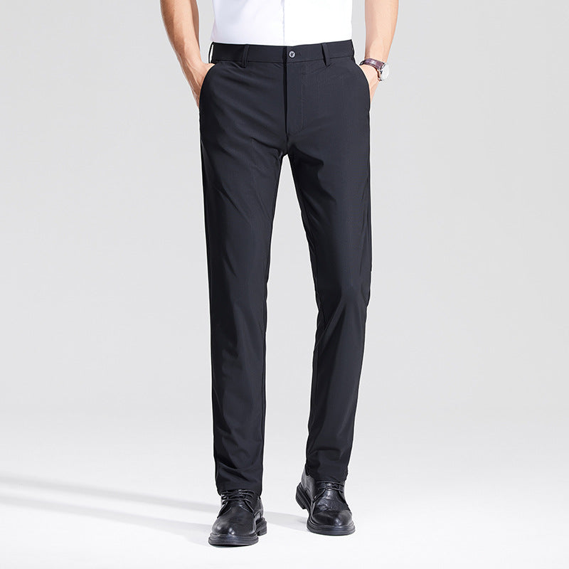Men's Slim Business Stretch Pants with Crease and Comfort Waistband Mune Fashion