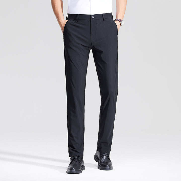 Men's Slim Business Stretch Pants with Crease and Comfort Waistband Mune Fashion