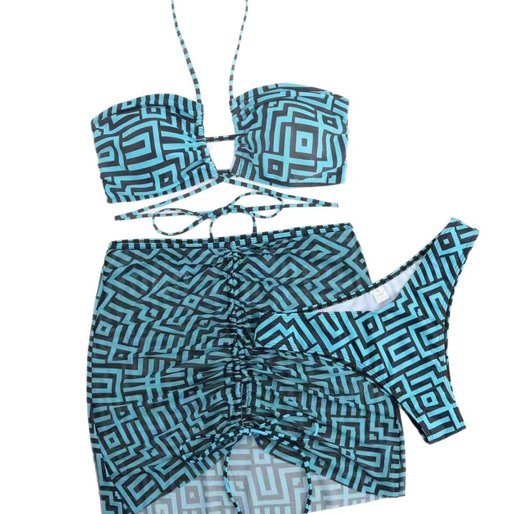 Women's Stylish Bikini Set with Ruffles and Tying Overlay Mune Fashion