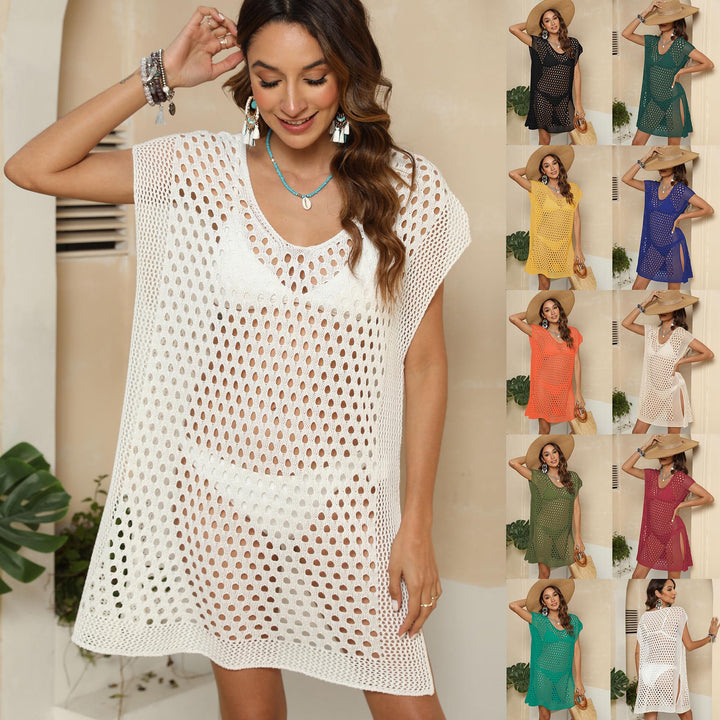 Women's airy crochet beach cover-up with fashionable hole pattern Mune Fashion
