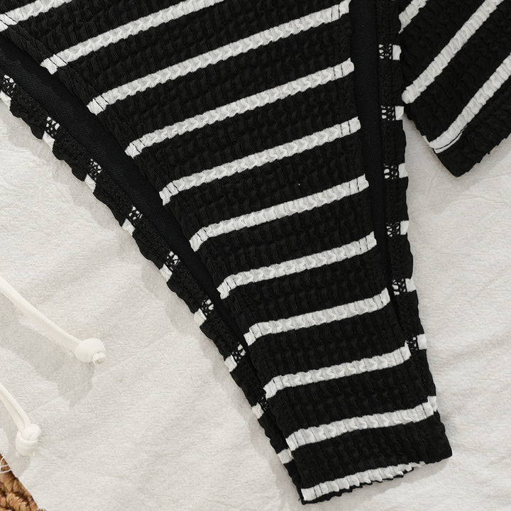 Women's bikini set with striped top and comfortable high-waist pants Mune Fashion
