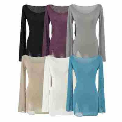 Women's fine knit tunic with bateau neckline, figure-hugging and bell sleeves Mune Fashion