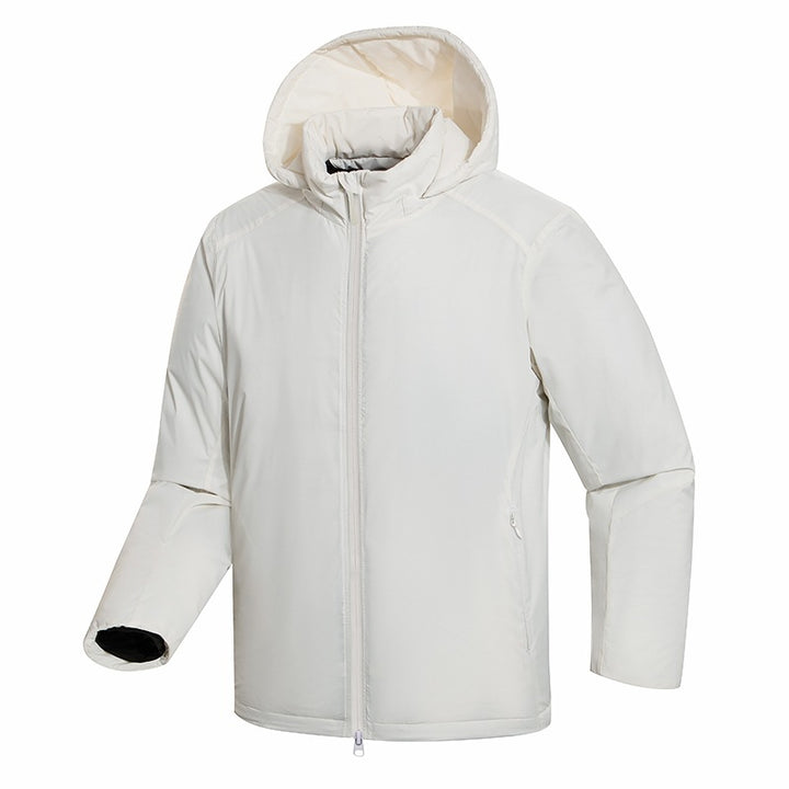 Men's Lightweight All-Weather Insulation Jacket with Hood, Windproof Shell & Concealed Zipper Mune Fashion