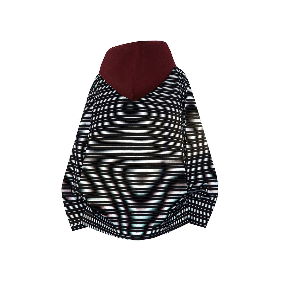Unisex Oversize Hoodie with deep V-neck and fine striped pattern Mune Fashion