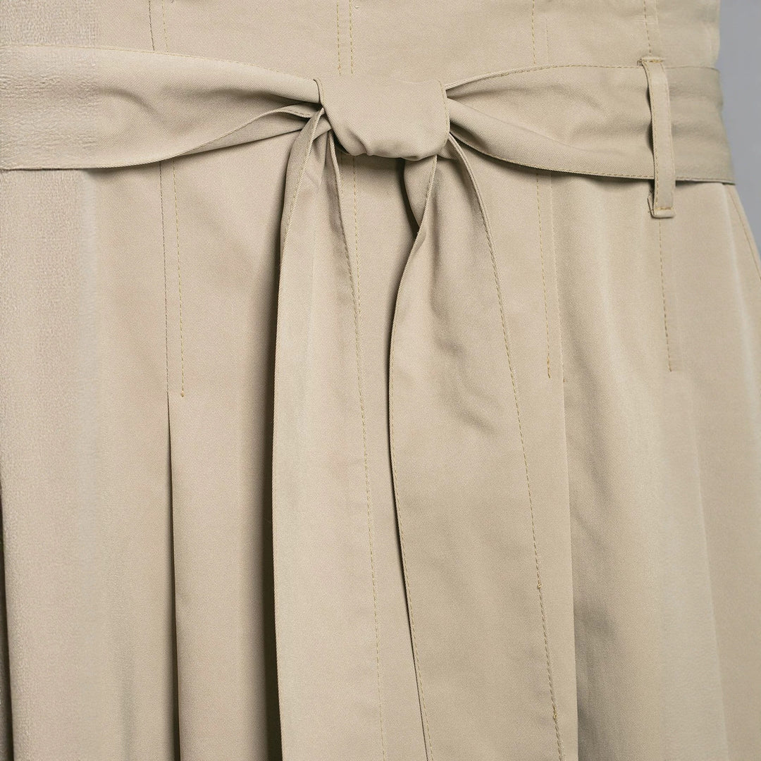 Women's midi skirt with high waist, wide godet cut and tie belt Mune Fashion